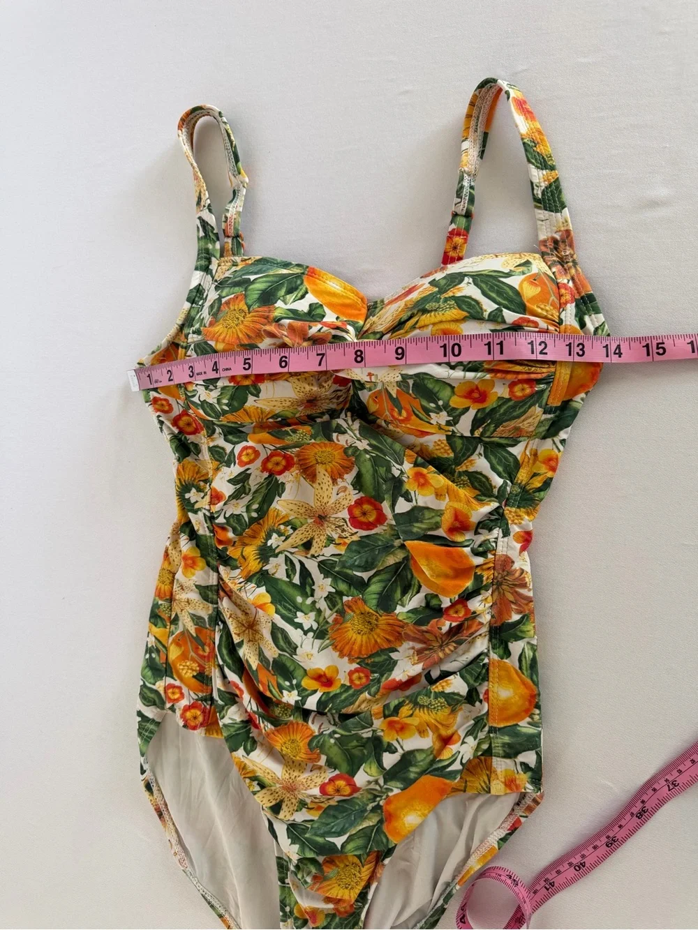 Niptuck Swim Size 4 Novelty Citrus Floral Ruched One Piece Joanne Swimsuit